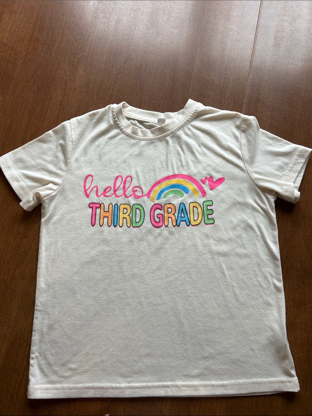 Hello Third Grade Rainbow Tee - Cream girls size 8